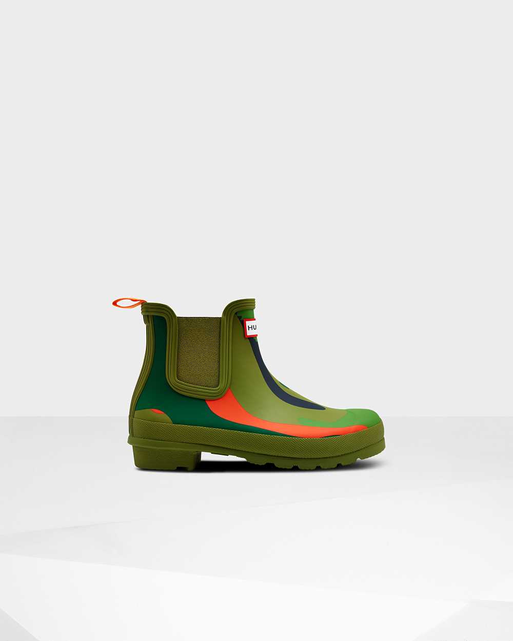Hunter Women's Original Rockpool Camo Chelsea Boots Green,ULWI21578